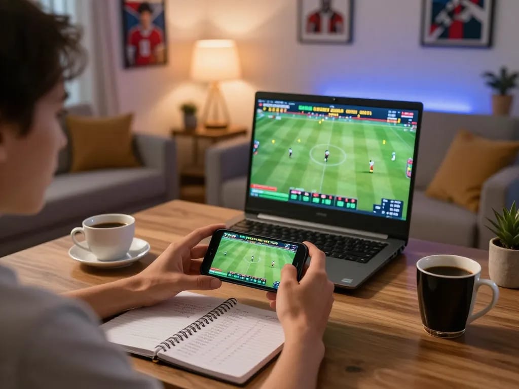 Engaged in sports betting on keobongda100 with live game odds displayed on smartphone