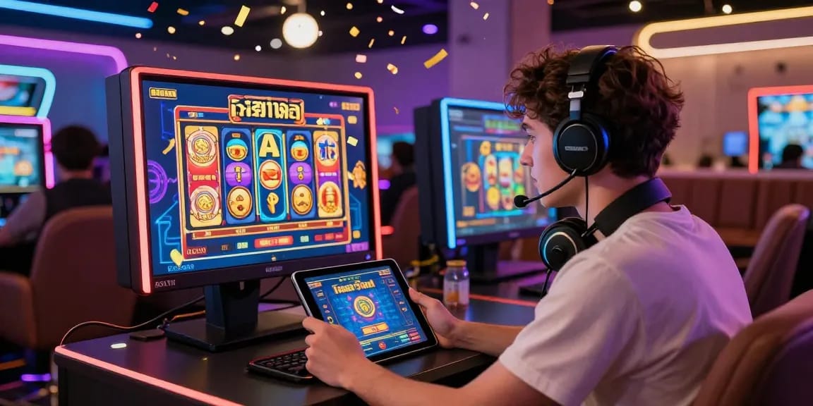 Engaged player experiencing an exciting สล็อตเว็บตรง gaming moment with vibrant visuals and interactive elements.