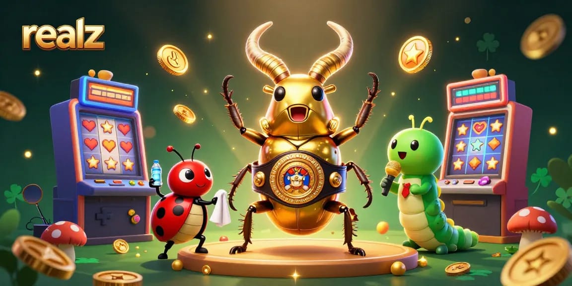 Experience thrilling action with realz in this vibrant casino-themed illustration featuring interactive slot games.