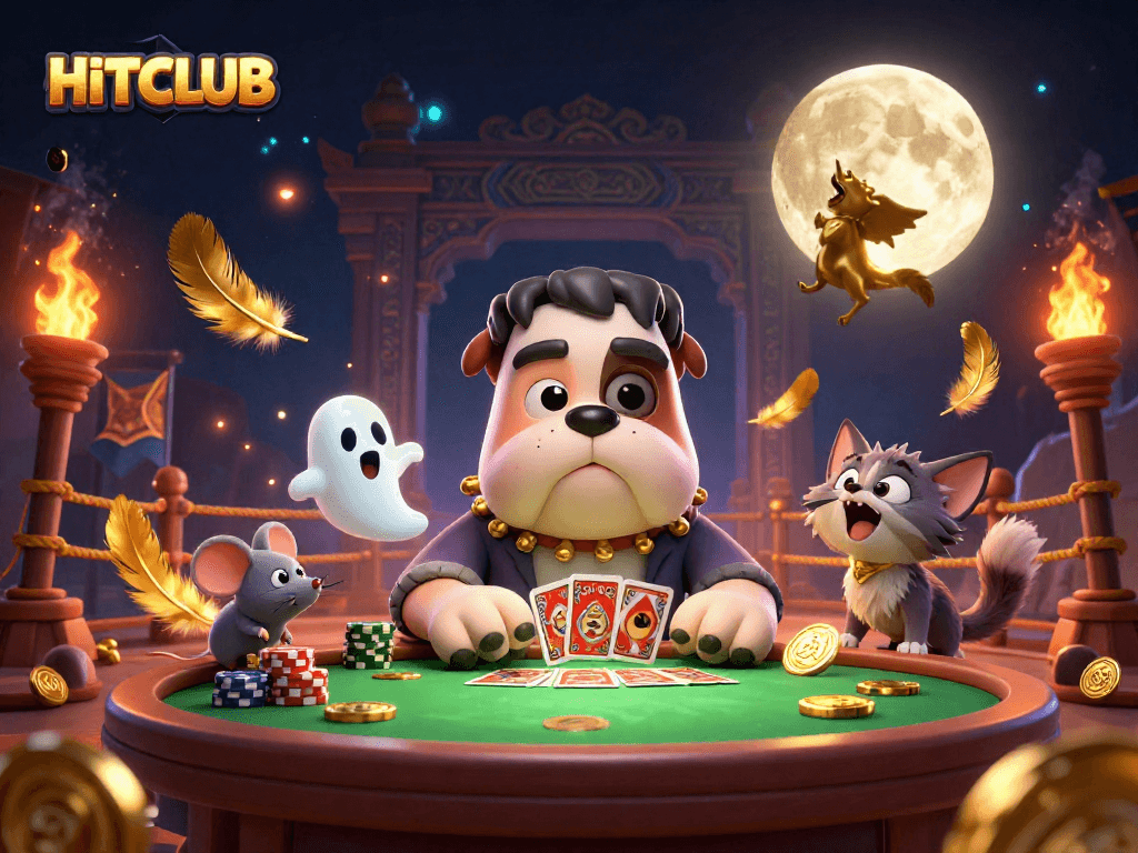 Join the excitement at HITCLUB as the monster dealer unfolds thrilling cards amid enchanting casino elements.