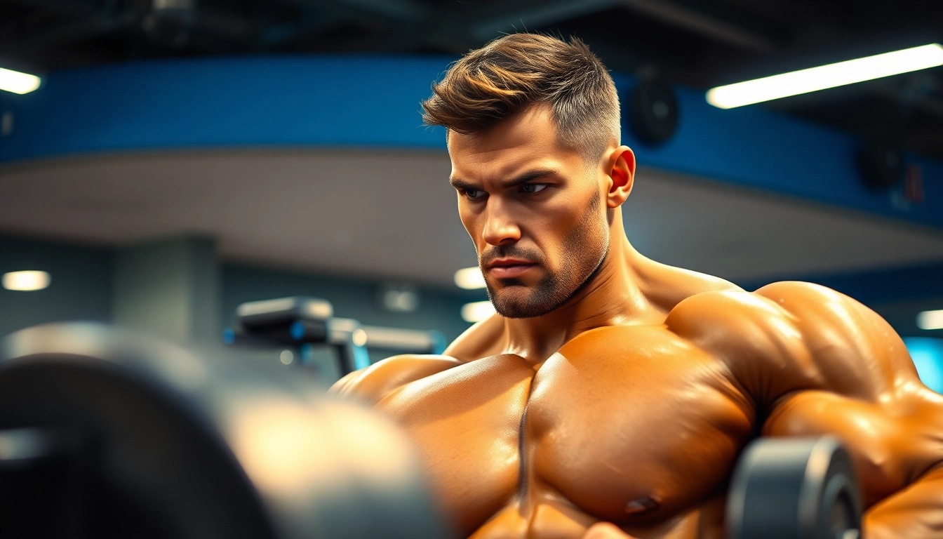 Hochwertige Aufnahme eines Bodybuilders, der sustanon kaufen nutzt, um seine Muskeln im Fitnessstudio zu stärken.