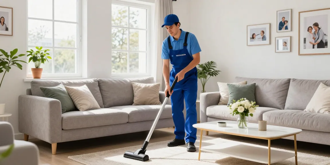 Professional cleaner showcasing high-quality reinigungsdienst bern in a spotless living room with sunlight streaming in.
