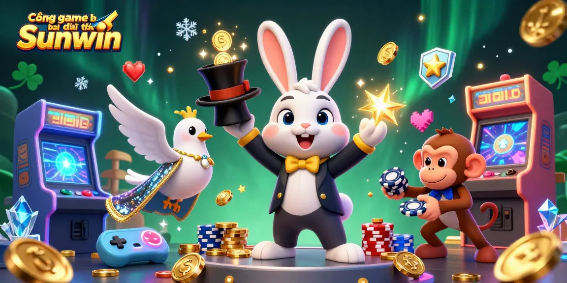 Experience thrilling gameplay at Cổng game bài đổi thưởng Sunwin with a magical scene of a rabbit, dove, and monkey.