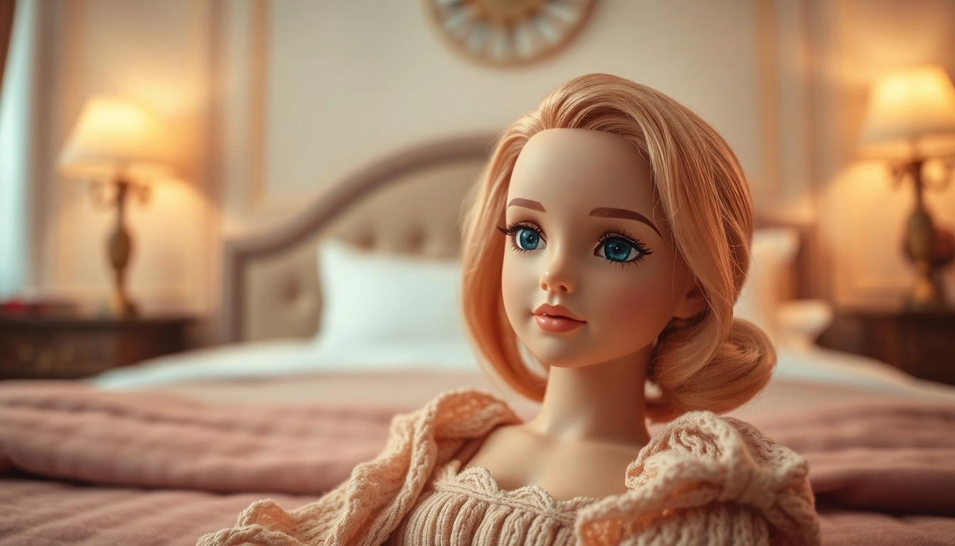 Realistische Love Dolls in einem geschmackvoll eingerichteten Schlafzimmer mit einladenden Details und warmem Licht.