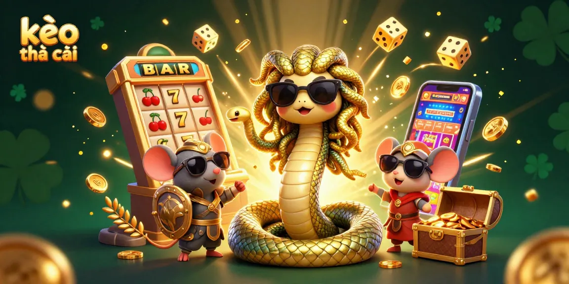 Engage in excitement with kèo nhà cái, featuring lively 3D casino elements and characters.