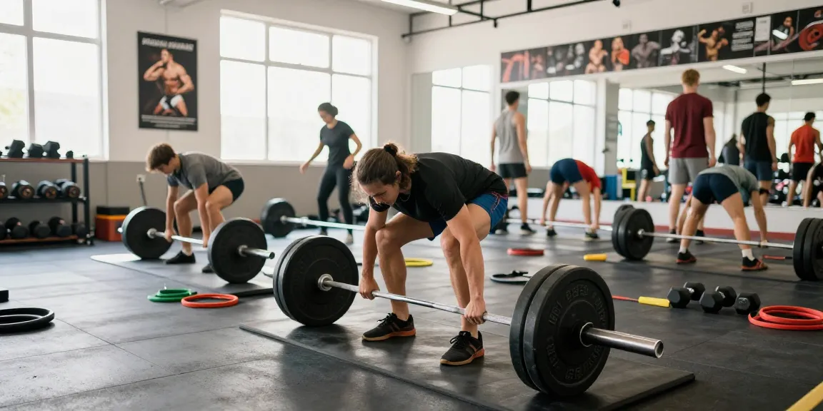 Astera Shop: Aktive Fitness-Szene mit Hanteln und engagierten Sportlern.