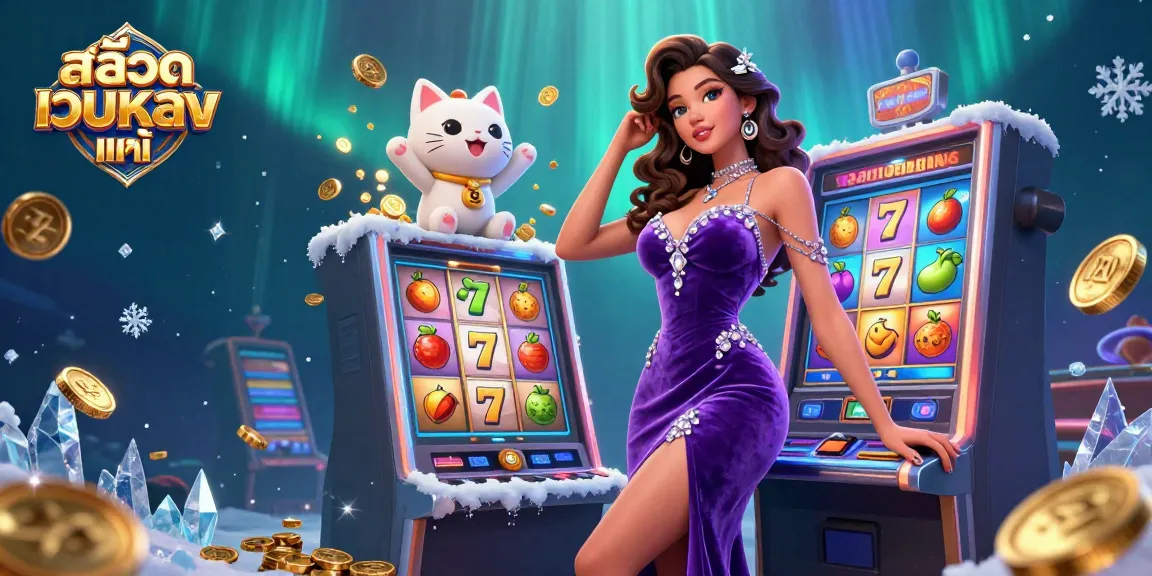 Spin and win at สล็อตเว็บตรงแท้ with vibrant characters and jackpot excitement swirling around.