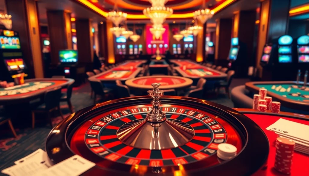 Experience the excitement of gambling with the elegant ambiance of https://kjc.money/ featuring roulette and poker tables.