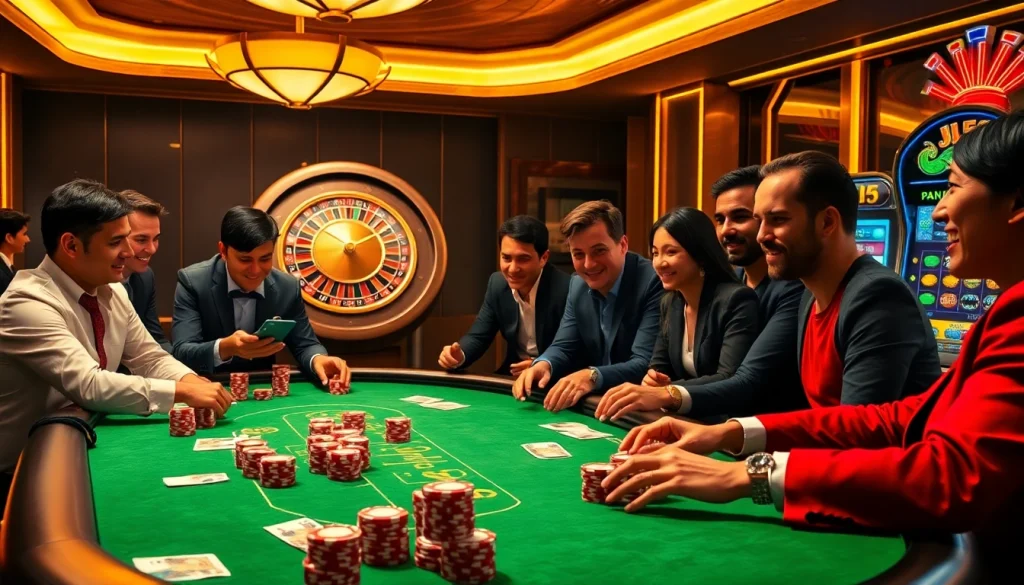 Engage in thrilling gameplay at JL55 casino with poker chips and vibrant gaming tables.