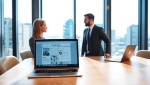 Headhunter Schweiz im Gespräch mit Kandidaten in einem modernen Büro.