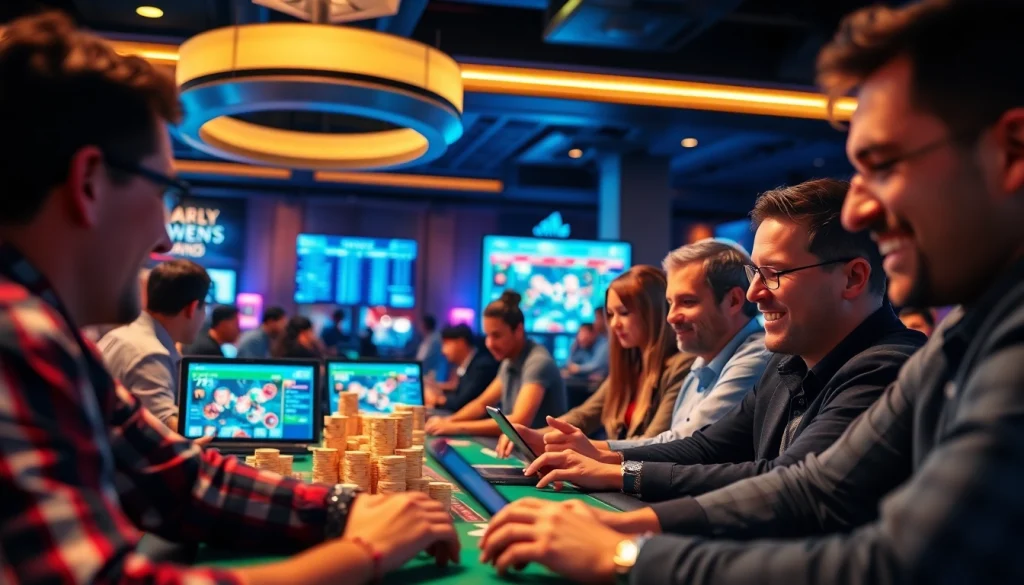 Engaged players at GO8 online casino enjoying poker and sports betting games.