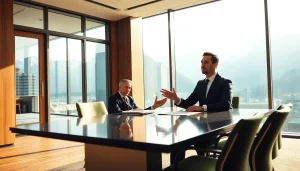Professioneller Headhunter Schweiz bei der Beratung von Klienten in einem eleganten Büro.